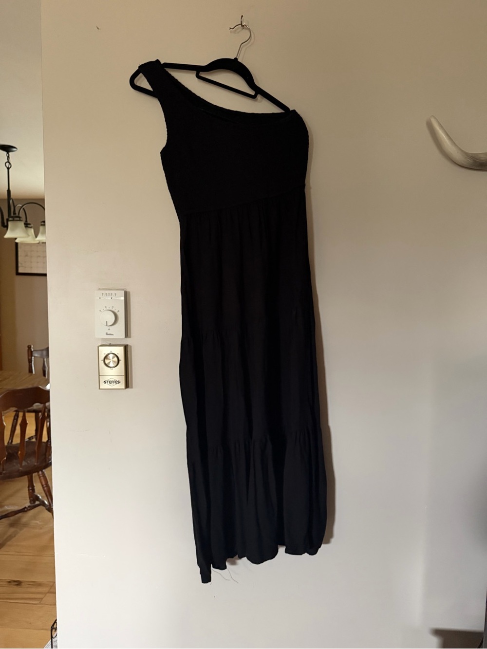 Black One-Shoulder Maxi Dress - Women